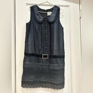 ANNA SUI For Target Sleeveless Black Dress Drop Waist Flapper Steampunk Goth